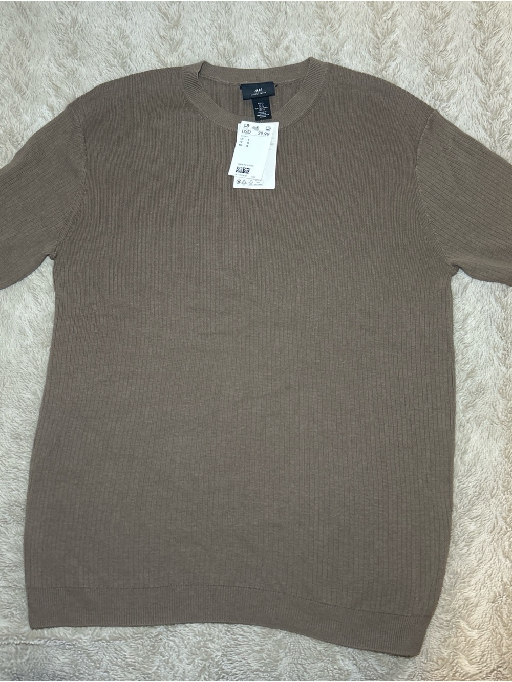 H&M Men's Crewneck Sweater in Taupe Brown